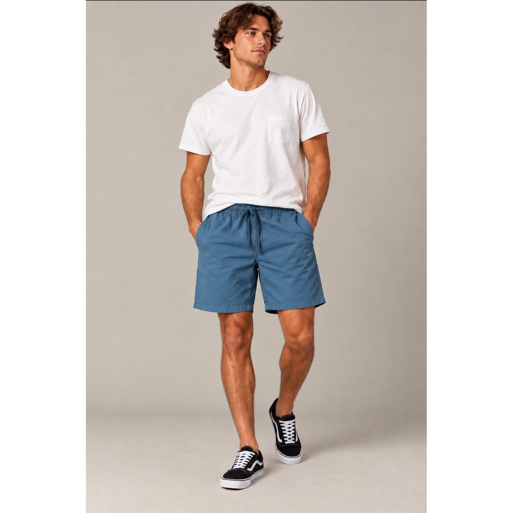 Vans Range Elastic Shorts Medium Blue Relaxed Fit Skate Surf Beach Baggy 7"